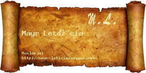 Mayr Letícia névjegykártya